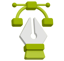 Green SEO icon with a pen tool symbol
