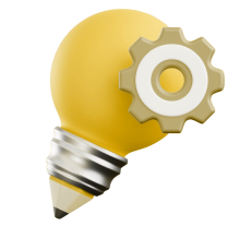 Yellow lightbulb and gear icon for paid advertising services